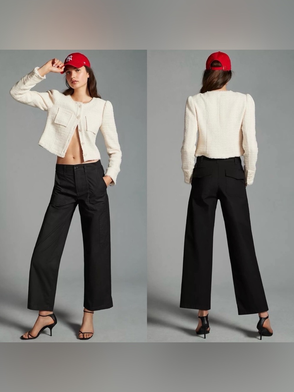 Agolde Daria Women’s Black Utility Crop Cargo Wide Leg Pants Size 30 (33x25)